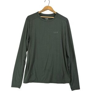 Mens Merino Wool Blend‎ Base Layer Long Sleeve Top Size Large Green Quick Dry